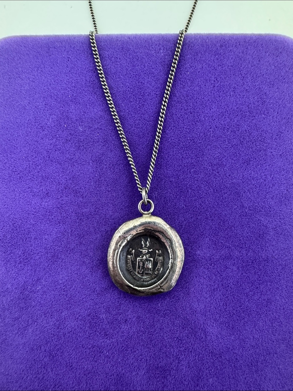 💛 Sterling Silver Pyrrha “Be Here Now” Wax Seal Necklace | Designer